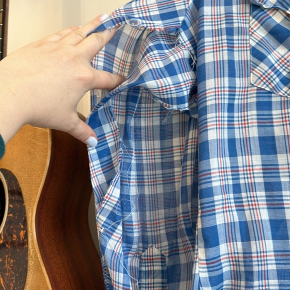 Vintage plaid western pearl snap - Picture 6 of 7